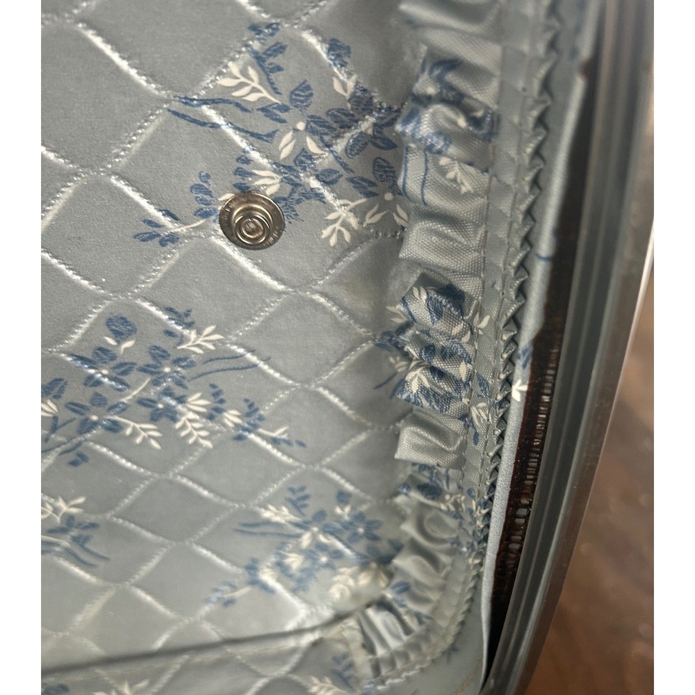 Vintage American Tourister Train Case Blue Hard Shell Floral Travel Luggage 60s - Picture 15 of 16